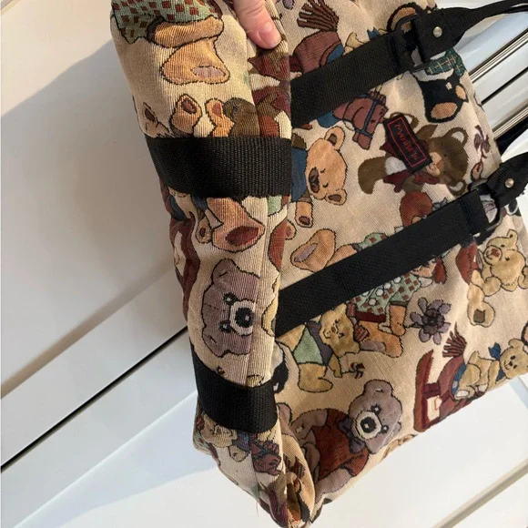 VTG Tapestry Teddy Bear Patterned Tote Diaper Bag Y2K Coquette Kitschy Vintage - Picture 3 of 14